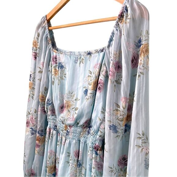 Peach Love California Flowy Floral Long Sleeve Mini Dress in Size Medium - Picture 5 of 12